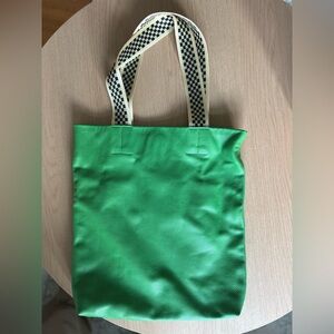 Clare V. Green Tote with Checkered Handles